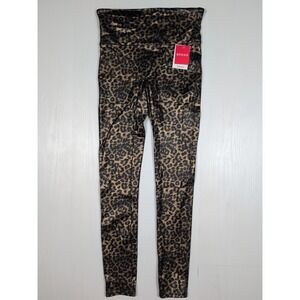 NWT Spanx Faux Leather Leopard Leggings Leopard Shine Size Medium Animal Print